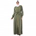 Cardigan abaya set- Jade green stripped Shrug with sleeveless inner abaya
